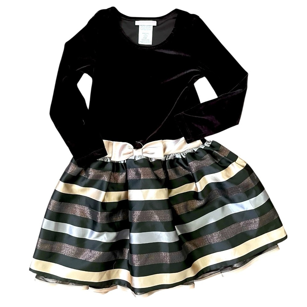Bonnie Jean velvet metallic striped Girls size 6X Christmas Holiday Santa dress